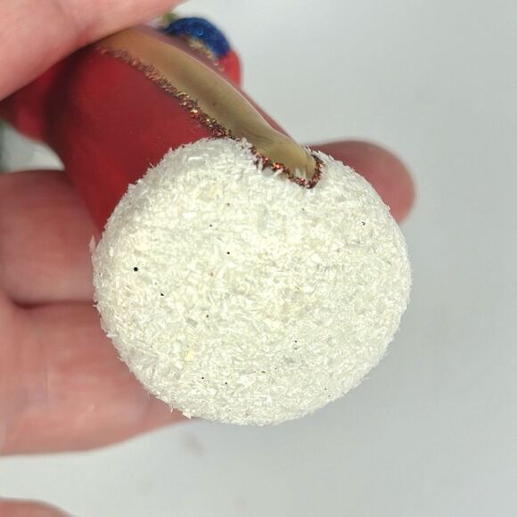 Vintage PIER 1 Blown Mercury Glass Santa Christmas Ornament Red White Gold - Picture 9 of 11